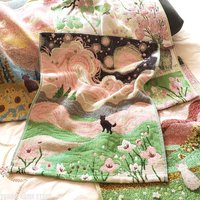 No Fading Pastoral Cats 100% Cotton Four-layer Gauze Towel Printed Hand Towel for Bathroom Kids Adults