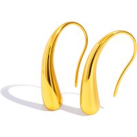 Women's Classic Teardrop Earrings, Lightweight Small Fish Hook, 18K Gold Plated Stainless Steel, Hypoallergenic Everyday Jewelry