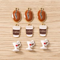 10pcs Cute Enamel Coffee Bean Cup Charms Pendants for Jewelry Making Drop Earrings Necklaces Bracelets DIY Crafts Accessories
