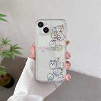 Kawaii Anime Figures Decoration Case for iPhone 15 14 16 Pro Max Phone Shell Clear Glitter Quicksand Liquid Back Cover Hard Capa