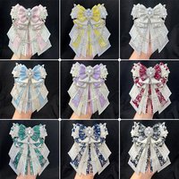 Cute and Sweet Bow Brooch, Large Bow Tie Brooch, Fake Collar, Gemstone Pendant Chain, Winged Design, Handcrafted DIY Finished Product, Anime Lolita Cosplay, Anime Decoration Brooch, Badge, Backpack