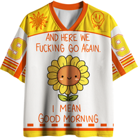 American Funny Sunflower Football3D Printed Jersey Fun Good Morning English Slogan Men's, Women's, Children's Mesh Short Sleeves