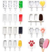 3/4 Cell DIY Silicone Ice Cream Mold Homemade Popsicle Maker Reusable Ice Cube Tray Mousse Dessert Ice Cream Mould Baking Tools