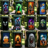 Halloween Horror Themed Bin Stickers, Multiple Designs Skeleton Decal,Waterproof Peel & Stick Can Decor for Halloween Yard Party
