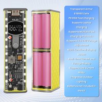 PD 65W DIY Battery Box DC Port Fast Charging Transparent Power Bank Shell Weld-Free 8-Cell 18650 Battery Case