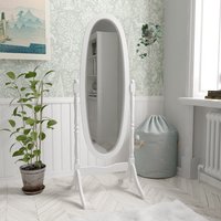 Nishano Cheval Mirror Free Standing Full Length Floor Standing Dressing Mirror Adjustable Bedroom Furniture Wooden, White
