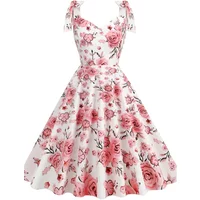 2024 New Fashion Women Summer Dress Retro 50s 60s Robe Femme Rockabilly Pinup Party Vestidos Casual Elegant Floral Office Dress