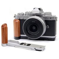 Quick Release Handgrip Wooden L-Shape Grip Handle Camera Accessory Fit for Nikon ZFC, w 1/4''Holes & Cold Shoe & Arca-swiss Base