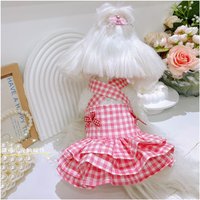 2025 Summer New Pet Dog Clothes Pure Cotton Cute Red Grid Dresses For Small Medium Dogs Yorkshire Teddy Puppy Dog Casual Skirts
