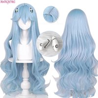 High Quality Ayanami Rei Wigs Anime EVA Cosplay Synthetic Long Wavy Blue Heat Resistant Hair Wig for Daily Party