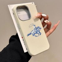 Retro Western Style Blue Cowboy Riding Pattern Phone Case for iPhone 17 16 15 Pro Max 14 13 12 11 XS X XR 7 8 Plus 16E Air Cover