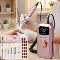 1 Set of Nail Polishing Machine with High-Definition Digital Display, Professional Portable Nail and Gel Polisher, USB Charging (Includes 11 Grinding Heads and 20 Sanding Rings), Stylish Nail