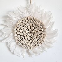 Home Decor Shell Decoration JUJU HAT with Feathers Unique Shell Decoration for Living Room Bedroom Wall Art