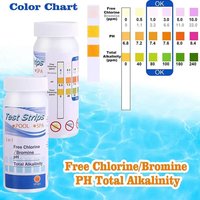 50pcs Chlorine PH Test Strips SPA Swimming Pool Water Tester Paper Residual Chlorine PH Value Alkalinity Hardness Test Strip