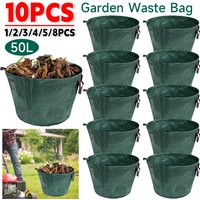 50L Foldable Garden Waste Bag Waterproof Garden Yard Leaf Sack Light Camping Trash Can Collect Garden Leaves Debris Storage Bag