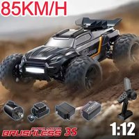 1:12 85KM/H 3S Brushless Racing Drift RC Car Truck 200M Lighting Control 4WD Metal Off Road Shock Absorption Remote Control Car