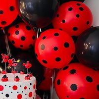30pcs Red Black Polka Dots Balloons Black and White Polka Dot Latex Balloon for Kids Adults Birthday Wedding Wedding Baby Showe