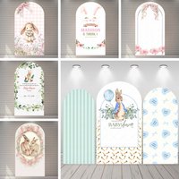 Cartoon Peter Rabbit Party Backdrops Arched Baby Shower Flower Children's Birthday Decoration Custom Backgrounds For Photographs