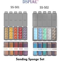DSPIAE Sanding Sponge Set with Storage Box for Gundam Military Model Surface Grinding Polishing Trimming Finishing Craft Tools