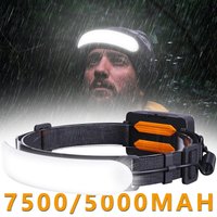 230 ° Szerokokątna latarka czołowa 5000mAh, latarka czołowa z akumulatorem 7500mAh o długiej żywotności do użytku na zewnątrz i w sytuacjach awaryjnych