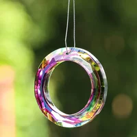 50mm Circle Crystal Suncatcher Prism Rainbow Maker Round Ring Glass Chandelier Parts Lamp Pendant Garden Window Hanging Decor