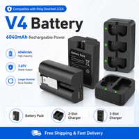 Replacement Battery for Ring Doorbell 2/3/4 V4 6040mAh Battery with 2-Slot / 3-Slot Charging Dock Fast Charging Station Kit