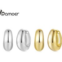 Bamoer Chunky Gold Hoop Earrings for Women Fashion Hypoallergenic Twisted Huggie Earrings Minimalist Jewelry Gift