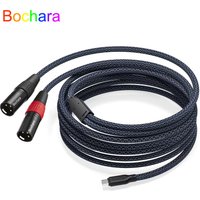 Bochara Braided Type C to Dual XLR Male OFC Audio Cable Dual Shielded Built in Chipset 32bit@384KHZ For Speakers Amplifier Mixer