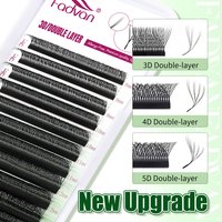 FADVAN 3D/4D/5D W Shaped Double Tips Eyelashes Extensions Natural Softlight Volume Fanning Lashes 0.07 Curl C D Black Eyelashes