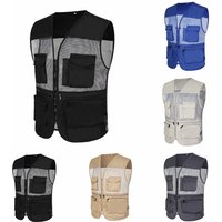 Summer Thin Mesh Vest Outdoor Sports For Jackets Bigsize Sleeveless Vest Multi Pockets Casual Work Wear Camping Fishing Vests