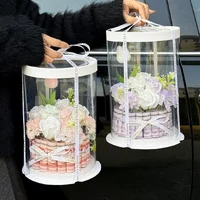 Hot Round Type Cake Box Transparent Cylindrical Pattern Cake Box for Party Surpise Gift Dustproof Exhibition Storage Box Package