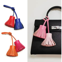 Double Candy Color Small Grass Skirt Long Rope Sheepskin Fringe Car Key Ring Keychain Female Bag Pendant Hanging Jewelry Gift