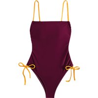 One Piece Swimsuit Women 2026 New Solid Sling Bandeau Sexy Bodysuit Swimwear Monokini Summer Drawstring Bathing Suit For Female