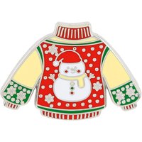 Christmas Ugly Sweater Enamel Pin Red Hat Snowman Sweater Brooch Traditional Festival Classic Element Lapel Pin Decorative Gift