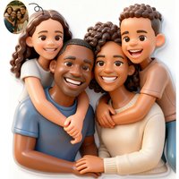 Customize Your Photos 3D Cartoon Style Canvas Printing Portrait Couple Family Pet Animal Wall Art Poster for Modern Home Decor