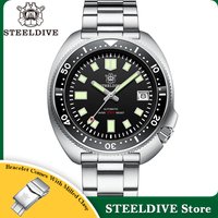Steeldive SD1970 White Date Background 200M Wateproof AR Coating Sapphire Glass NH35 Black DIal Turtle Automatic Mens Dive Watch
