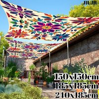 Rectangular Sunshade Sail Bohemian Flower Print Outdoor Garden Deck Backyard Swimming Pool Waterproof UV Block Terrace Sunshade