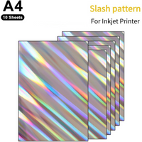 10 sheets Holographic sticker paper A4 waterproof vinyl rhombic prism labels self-adhesive printing paper for inkjet printer