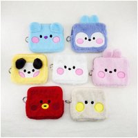 BT21 KPOP Kawaii anime Cooky、Tata Cute Coin Purse Portable Toiletry Makeup Headphone Storage Bag