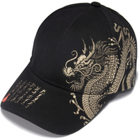 New Chinese-style folk art gold-embossed dragon-pattern calligraphy baseball cap - trendy for all occasions, casual wear
