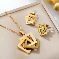 LUXUKISSKIDS Golden Waterproof Jewelry Sets Stainless Steel for Woman Wedding Party Accessorires Fashion Necklace Earrings Set
