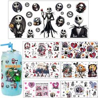 30 Style Skellington anime Nightmare UV Sticker DIY Decals 3D transfers uvdtf tumbler seal stickers 16oz uv dtf cup wraps