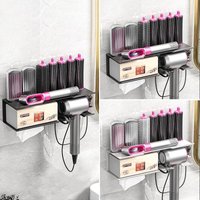 1pcs Dyson Hair Curler Holder No Drill Wall Mounted Storage Rack For Hairdryer Styling Tool Bathroom Organizer