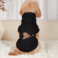 1pc Zipper teddy bear printed pet hooded sweatshirt, warm and stylish hooded pullover T-shirt