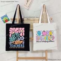 Canvas Teacher Gift Shoulder Bag Teacher Boho Floral Fashion Tote Bags "Teachers Plant Seeds Tha Grow Forever" Canvas Handbags