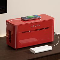 UFORU charging cable storage box desktop data cable organization box with lidcompartments and cable management box