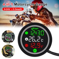 New 12V Motorbike 4 In 1 Universal Mini Full Screen Night Vision Waterproof Temperature Gauge Water Temperature Gauge Voltmeter