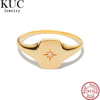 Luxury Minimalist Fashion Signet Starburst Zircon 925 Sterling Silver Unique Finger Ring Fine Jewelry Rings for Girls
