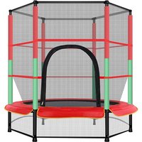 Trampolin mit Sicherheitsnetz, für Sprungübungen und Aktivitäten im Innen- und Außenbereich; integriertes Sprungmatte-Design – sicher und verhindert, dass die Füße eingeschlossen werden; 55 Zoll.