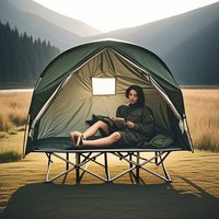 1 Person Waterproof Cot Tent,Exlude Cot Portable Camping Bed Tent Folding off Ground Tent,Outdoor Fishing Tent